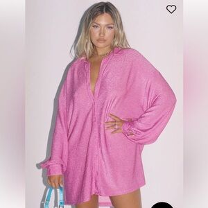 Princess Polly Evolving Shirt Dress Pink Curve